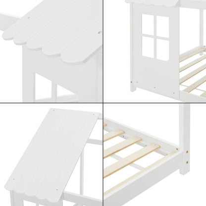 Grand lit cabane double - 140x200cm - Blanc