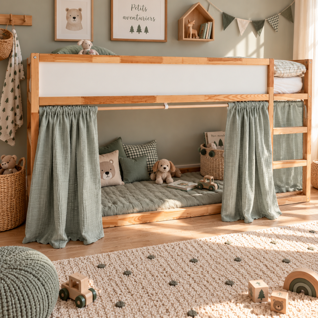 IKEA Kura bed katoenen mousseline gordijn - Ecru