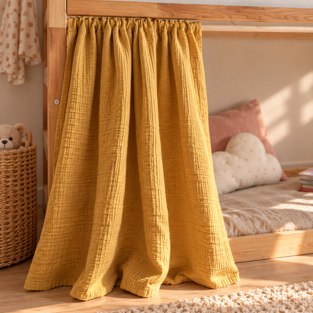 Rideaux lit Kura IKEA - Jaune moutarde