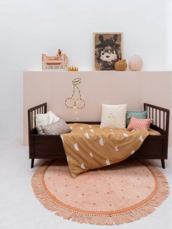 Tapis enfant rose à petits pois rose