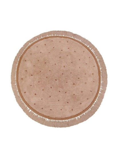 Tapis enfant rose à petits pois rose
