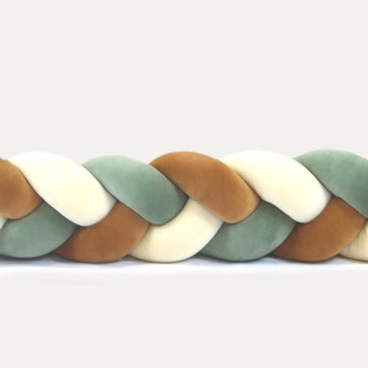 Tresse de lit écru camel &amp; vert 200cm