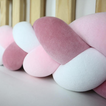 Tresse de lit rose &amp; blanc 300cm