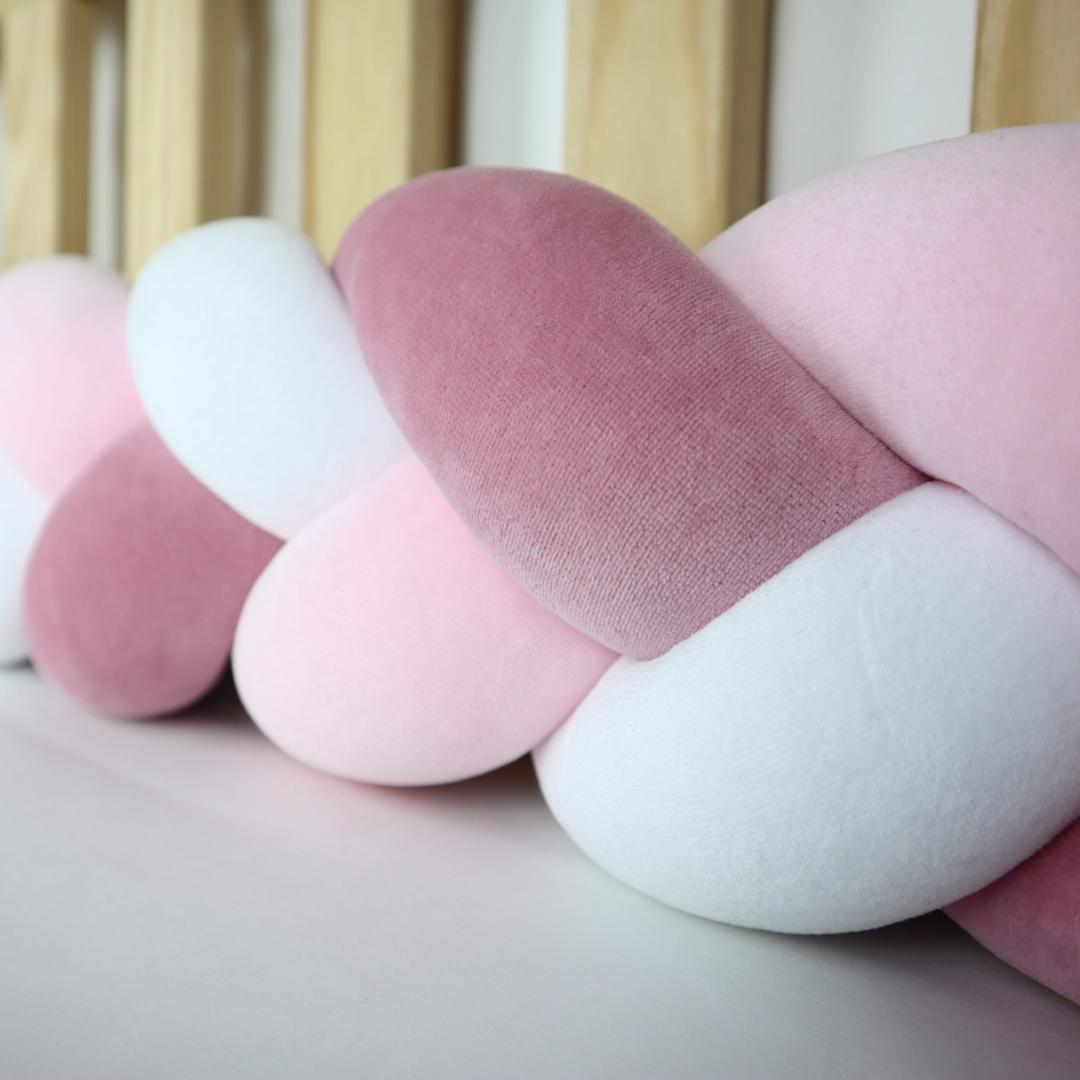 Tresse de lit rose &amp; blanc 240cm