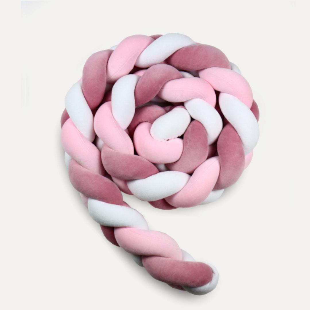 Tresse de lit rose &amp; blanc 300cm