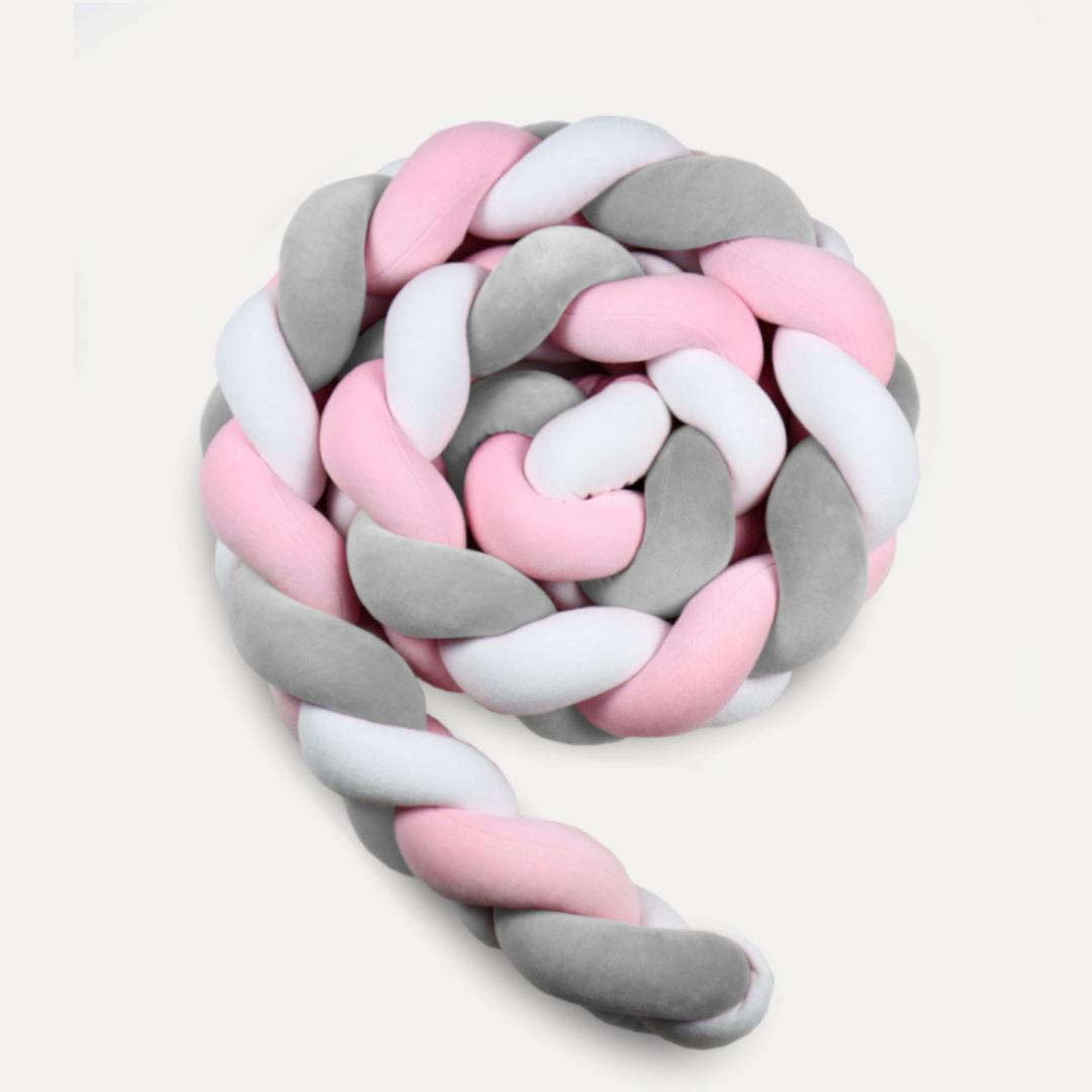 Tresse de lit rose gris &amp; blanc 300cm