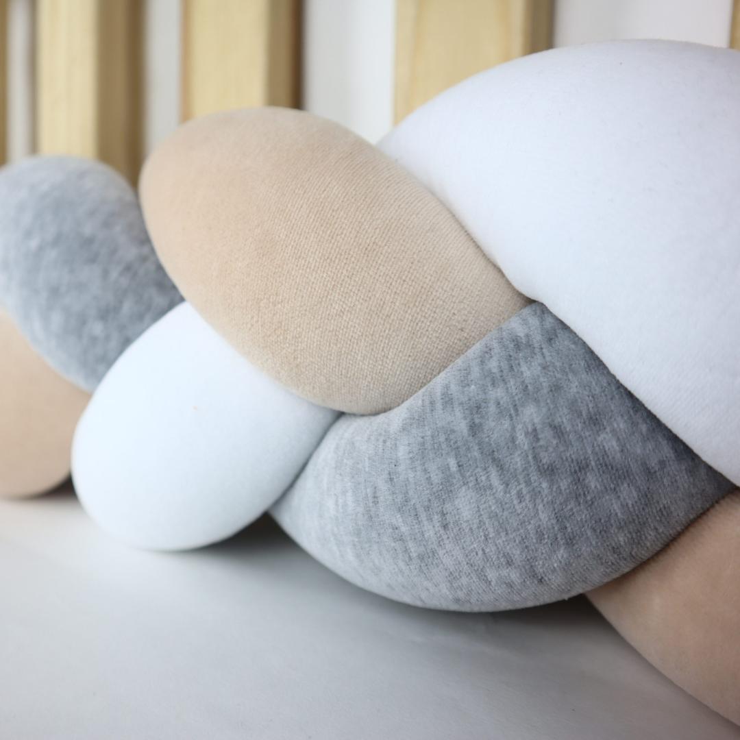 Tresse de lit beige blanc &amp; gris 240cm