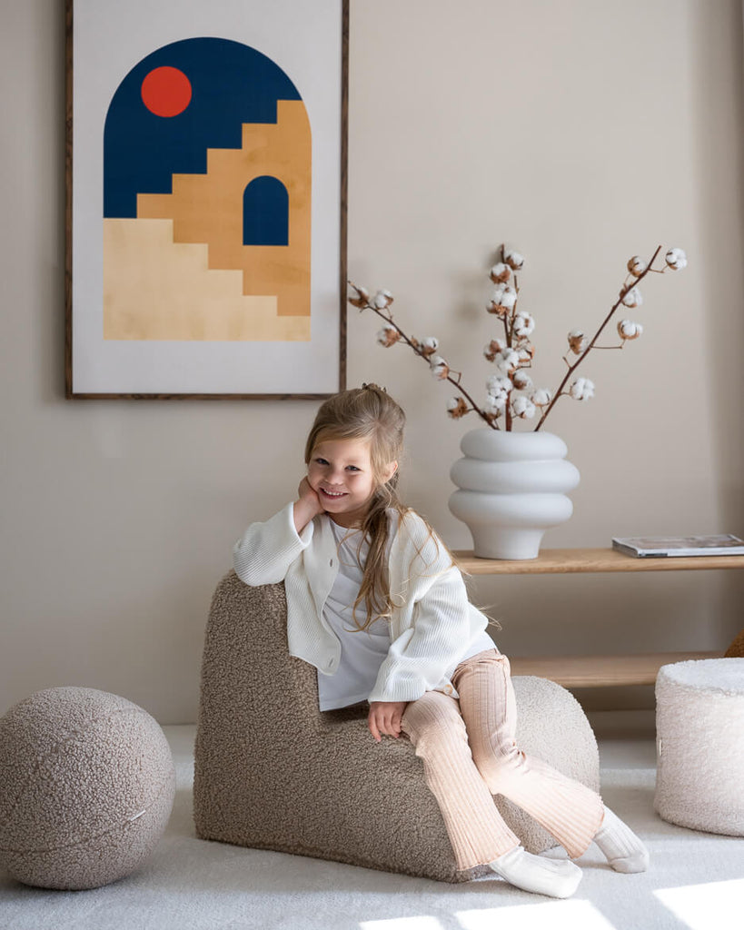 Fauteuil enfant Teddy bouclette Beige