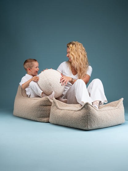 Pouf carré bouclette Ecru