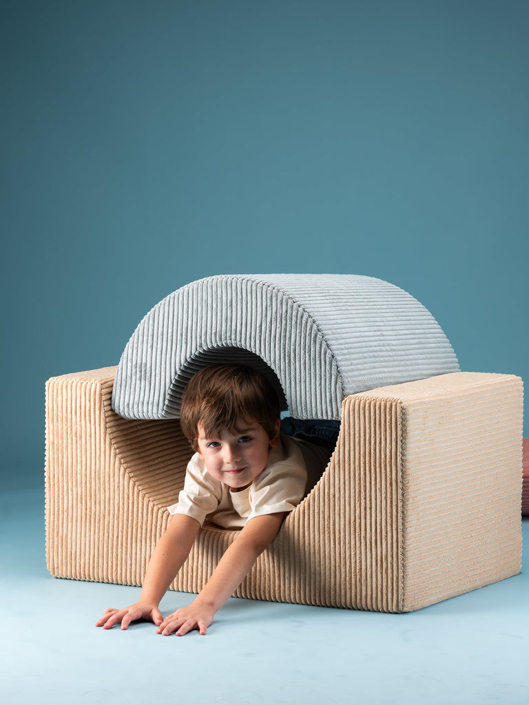 Pouf Montessori arc-en-ciel - Beige Vert &amp; Rose