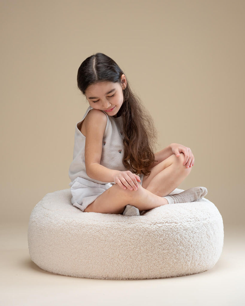 Pouf bouclette Blanc