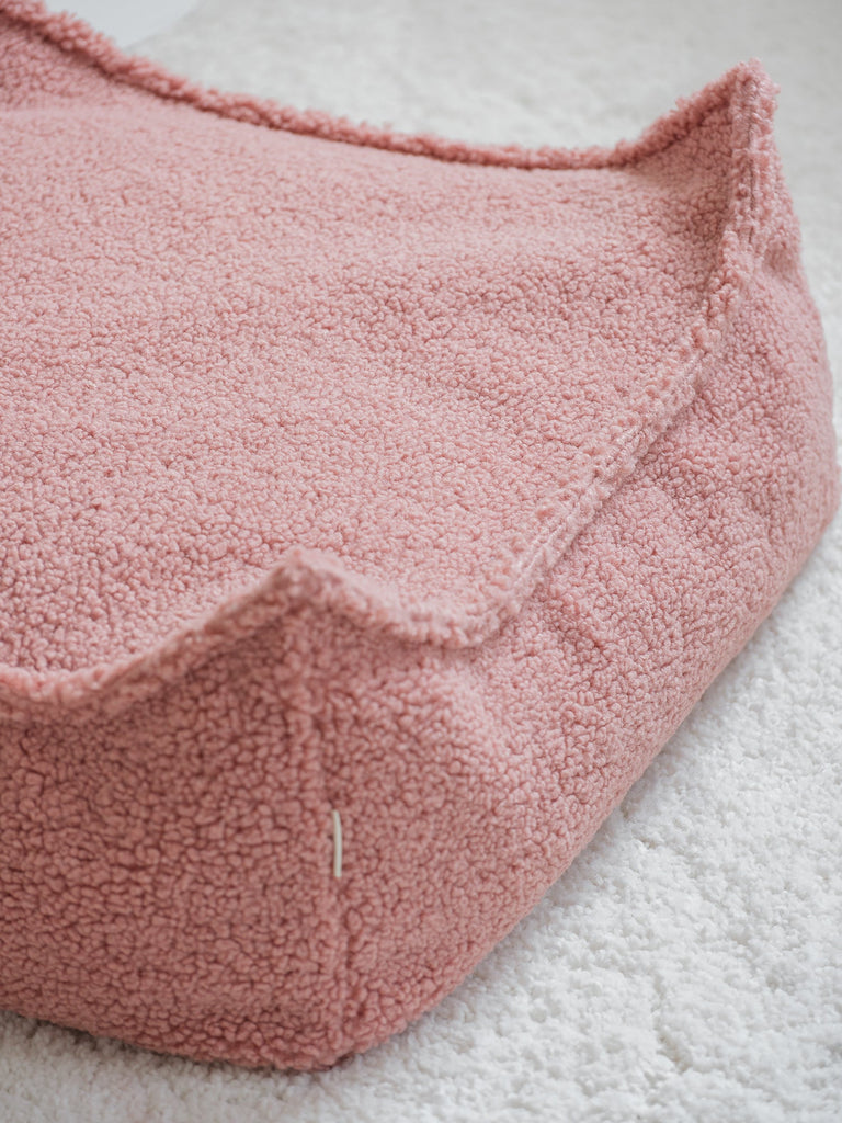 Pouf enfant Teddy bouclette Rose