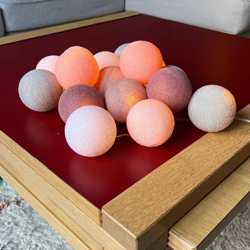 Guirlande lumineuse boule Rose &amp; Blanc