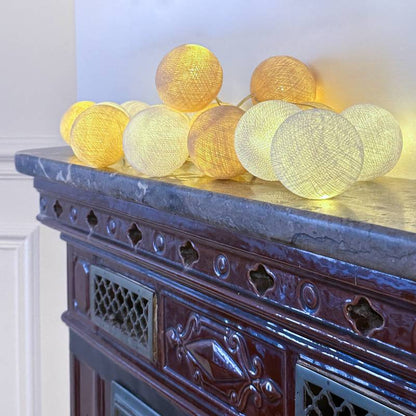 Guirlande lumineuse boule Beige &amp; Blanc