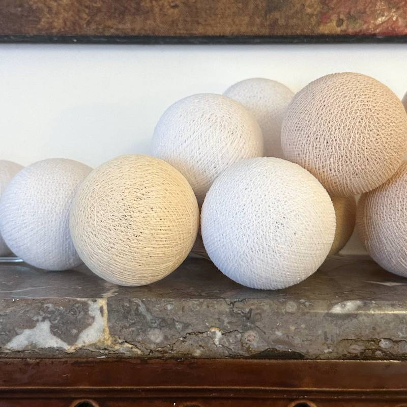 Guirlande lumineuse boule Beige &amp; Blanc