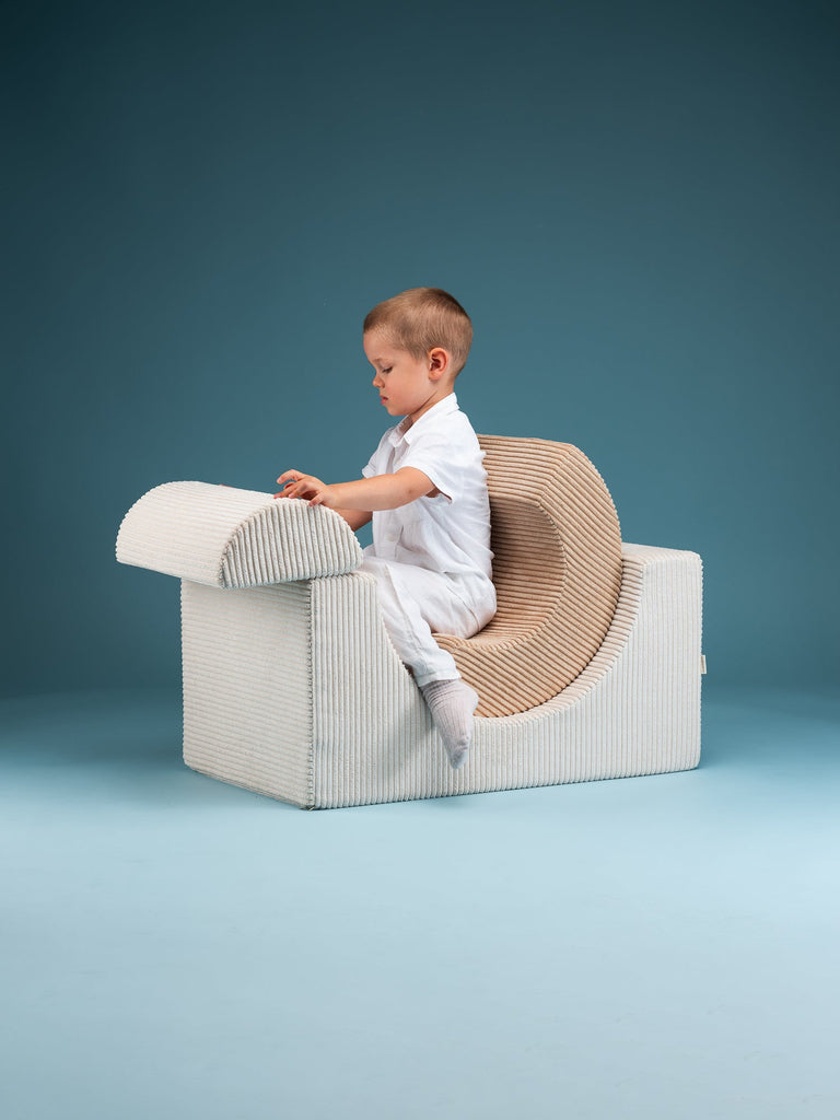 Pouf Montessori arc-en-ciel - Beige et blanc