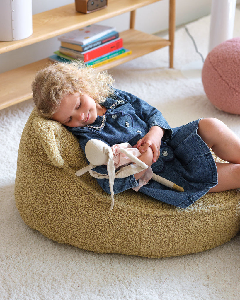 Fauteuil enfant ourson Teddy bouclette Vert pistache
