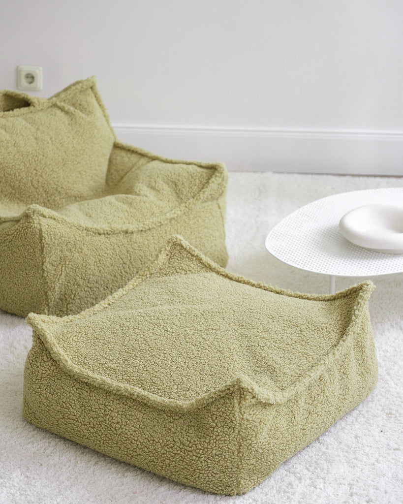 Pouf enfant Teddy bouclette Vert pistache