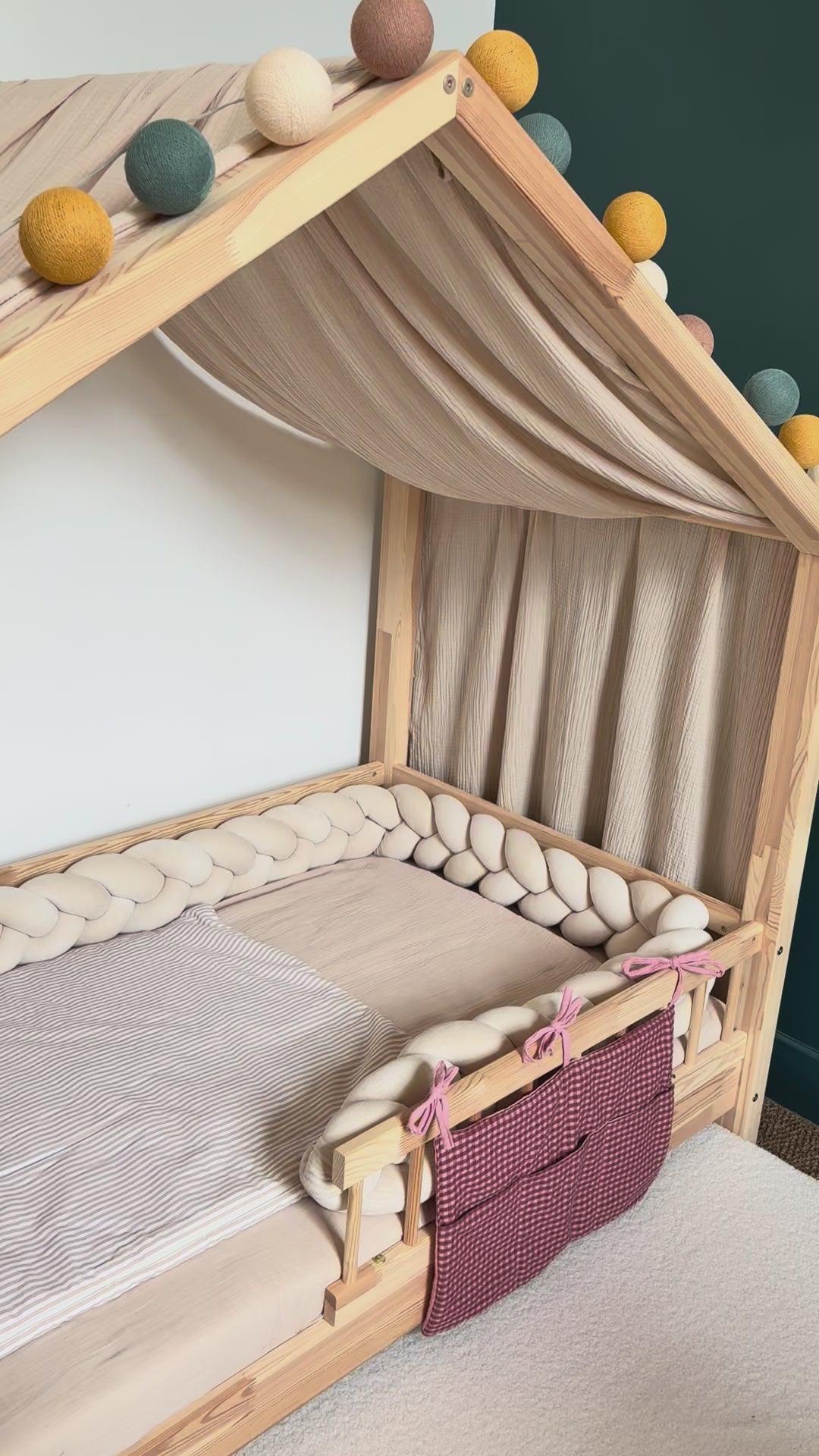 Beige bedhemel van biologisch katoen