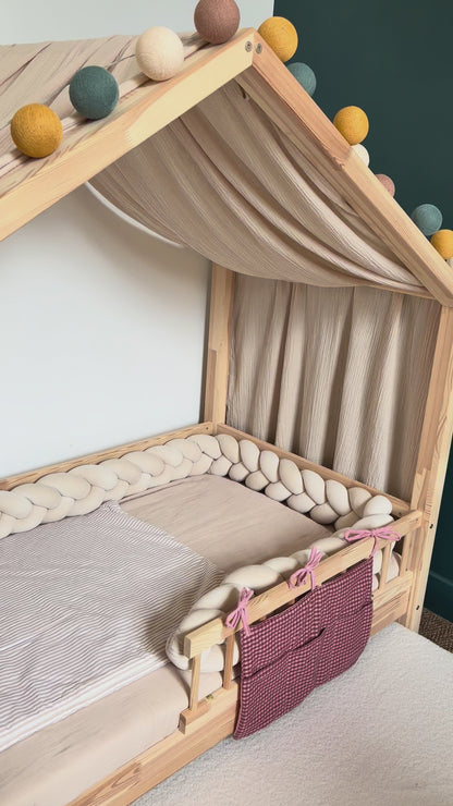 Beige bedhemel van biologisch katoen