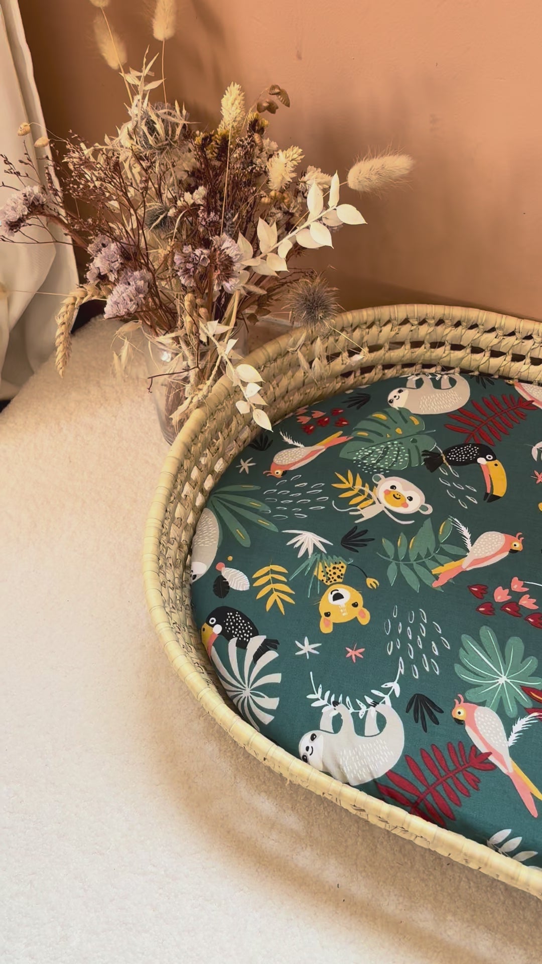 Panier à langer + matelas + housse jungle Ernest
