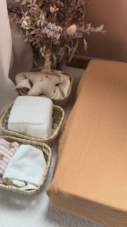 Housse matelas à langer double gaze BIO camel