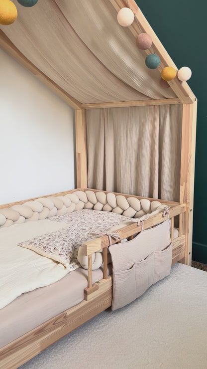 Beige bedhemel van biologisch katoen
