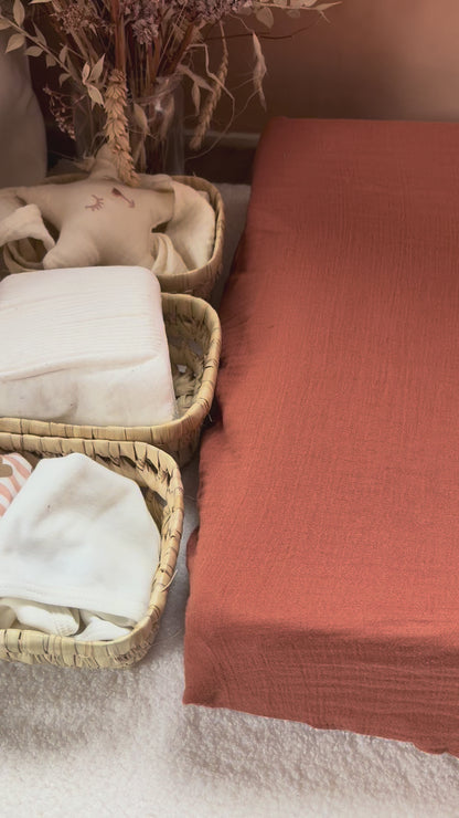 Housse matelas à langer double gaze BIO terracotta
