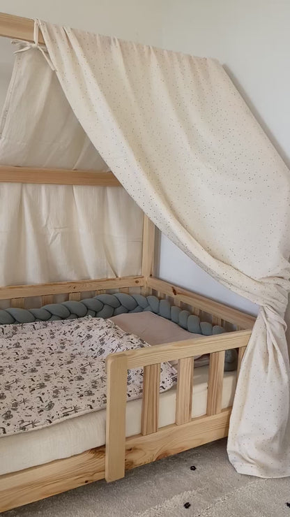 Ciel de lit cabane Ecru pois dorés