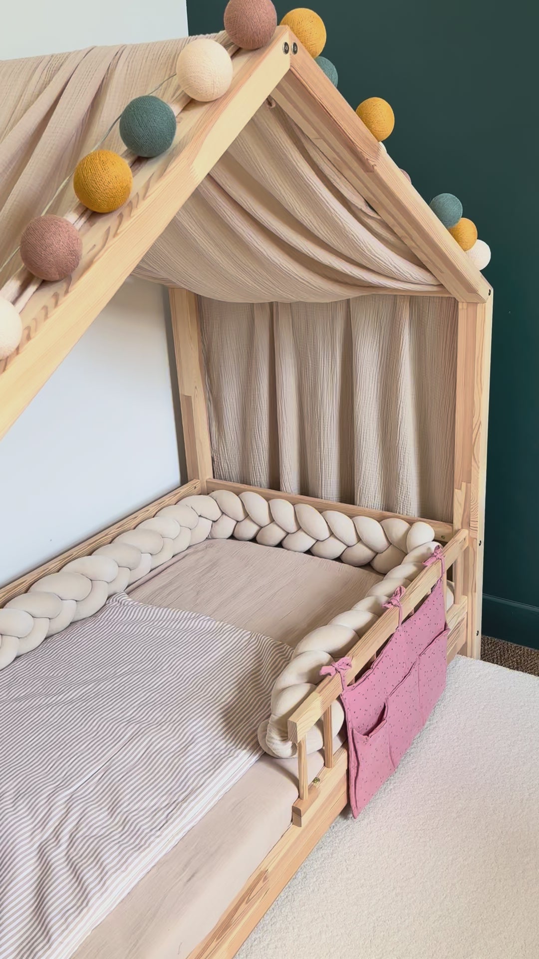Beige bedhemel van biologisch katoen