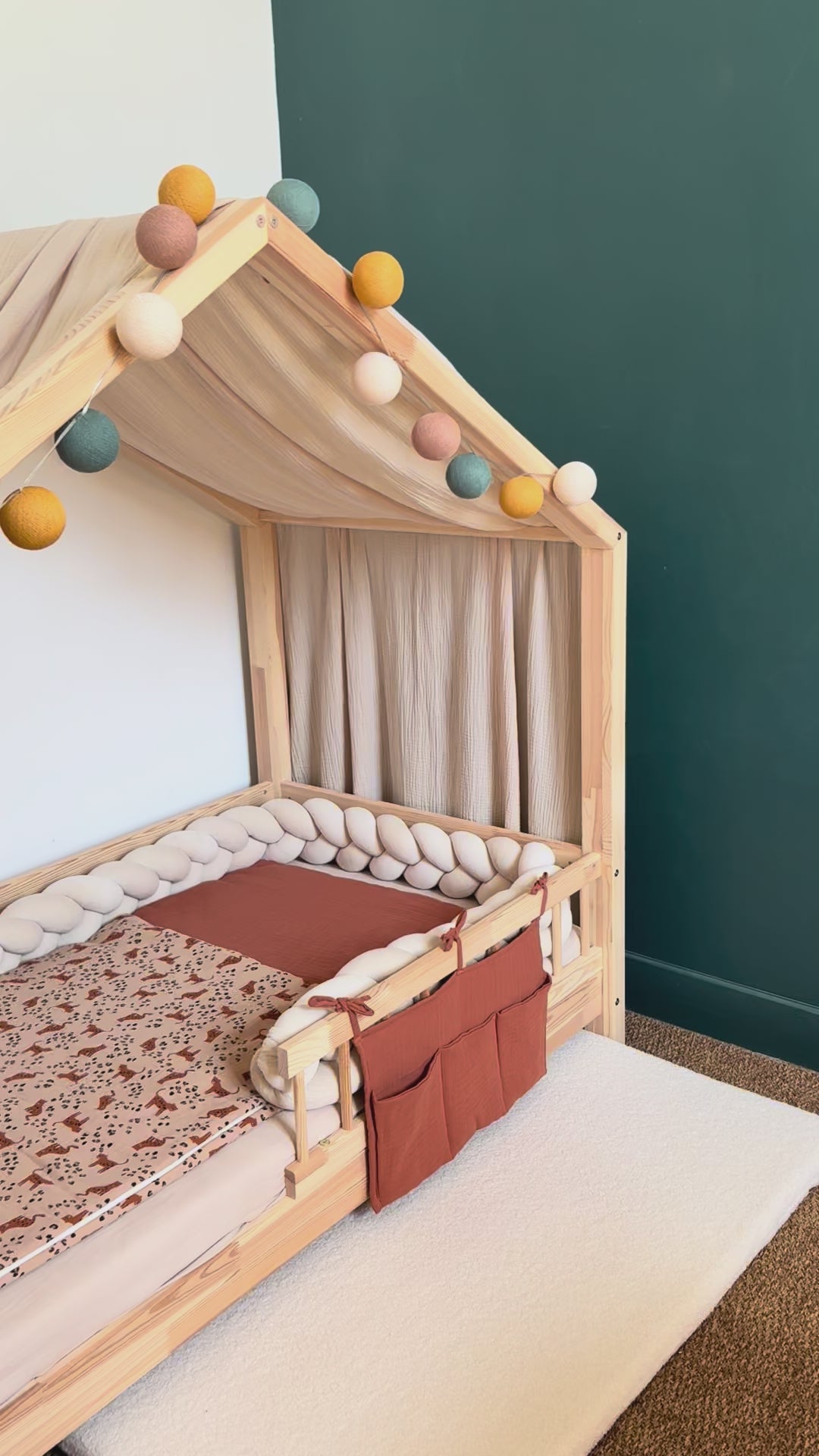 Beige bedhemel van biologisch katoen