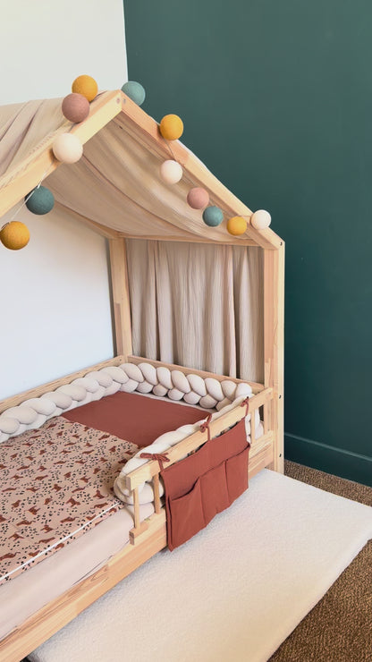 Beige bedhemel van biologisch katoen