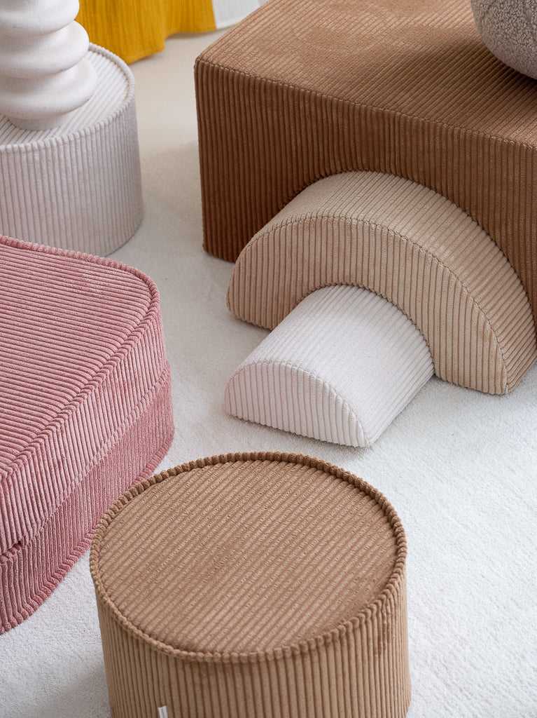 Pouf rond velours Caramel