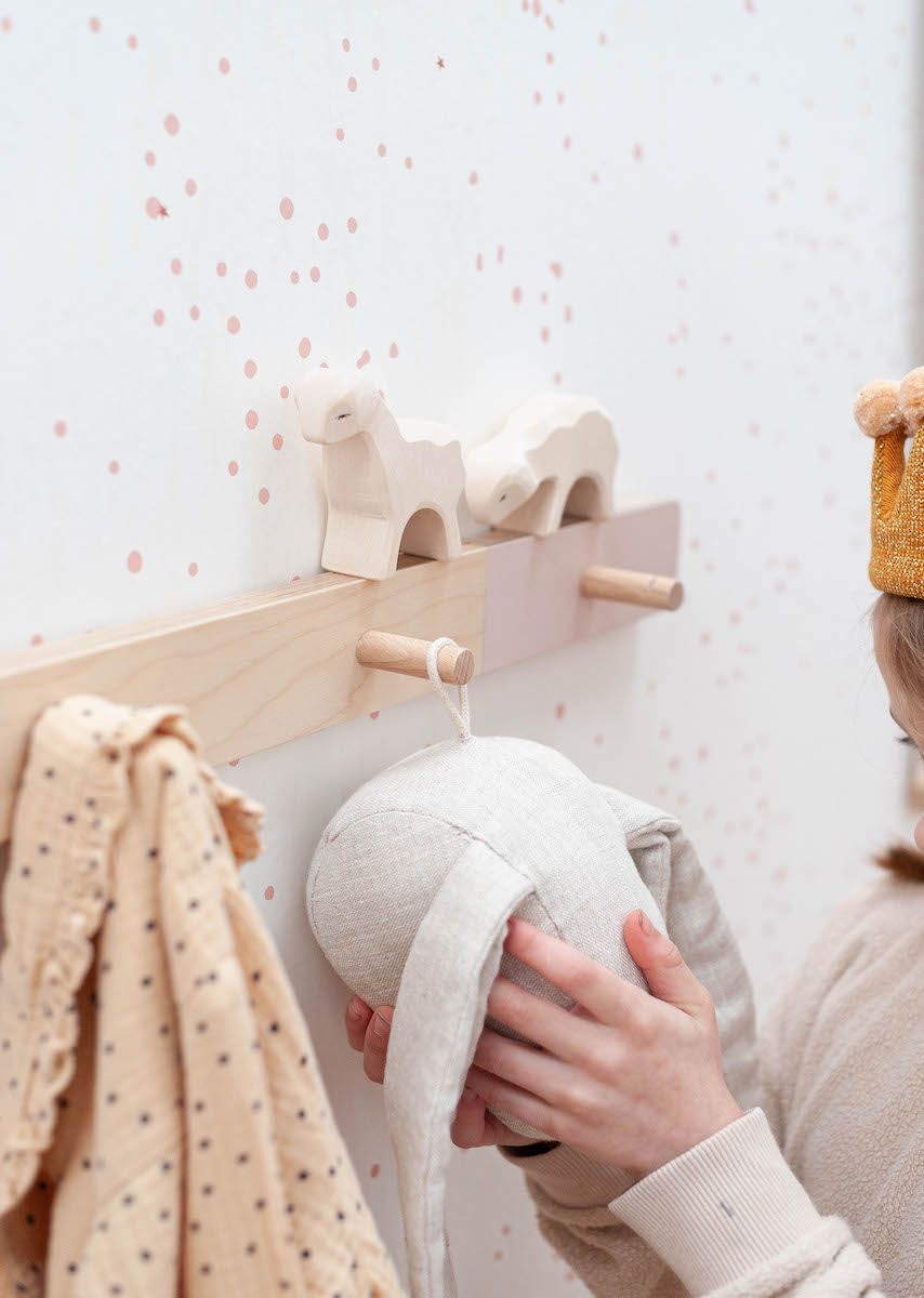 Papier peint chambre enfant Confettis - Rose &amp; Blanc