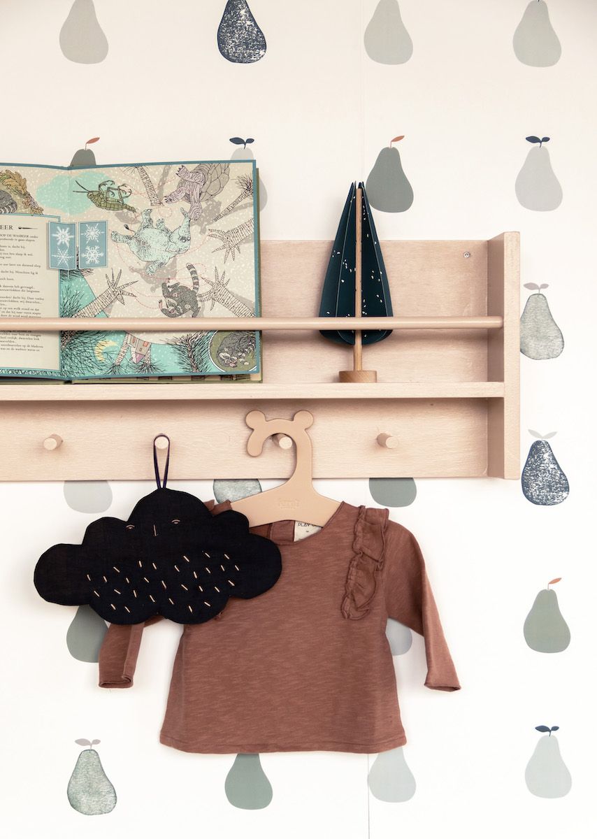 Papier peint chambre enfant Poires - Vert Sauge &amp; Beige