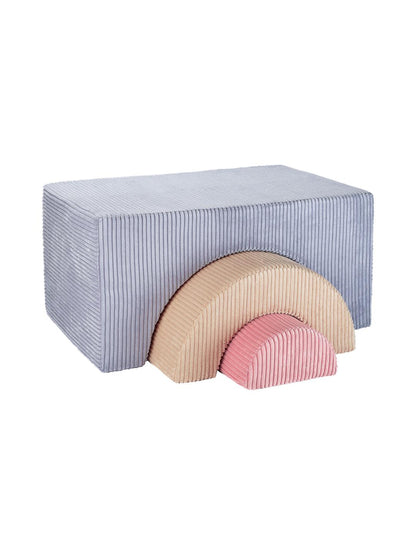 Pouf Montessori arc-en-ciel - Bleu Beige &amp; Rose