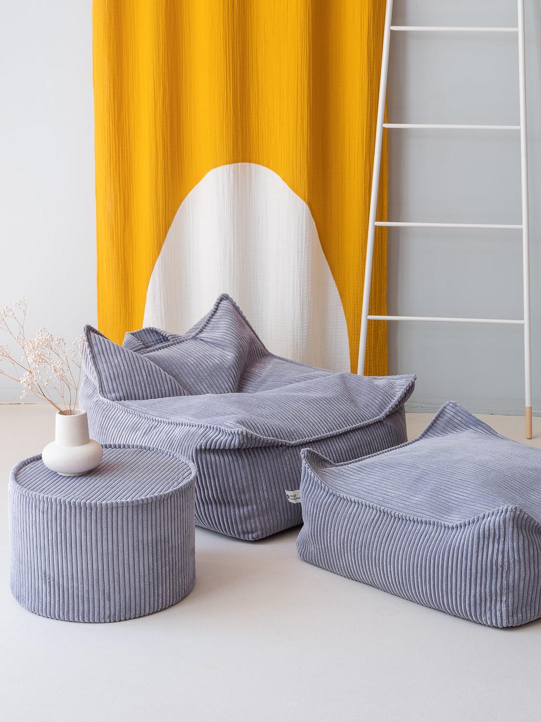 Pouf carré velours Bleu