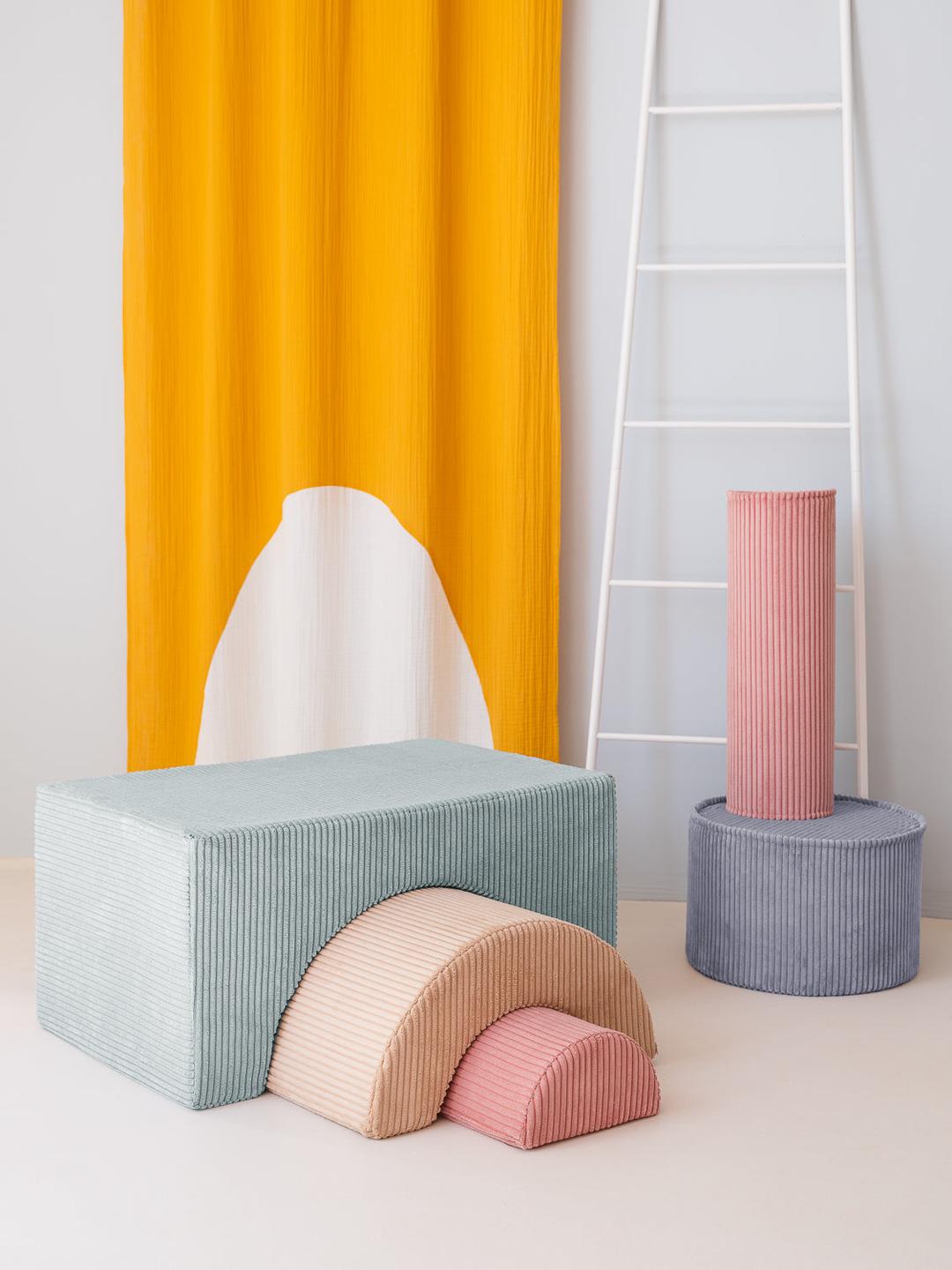 Pouf Montessori arc-en-ciel - Vert Beige &amp; Rose